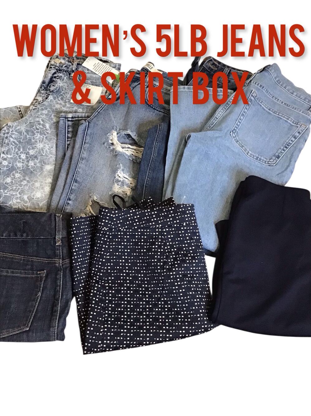 Women’s 5lb Jeans & skirt Box Various Brands Sz. 0-2/ XS NWT-EUC 7 pieces